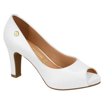 Vizzano 1840-300 Mid Heel Peeptoe Pump in White Napa